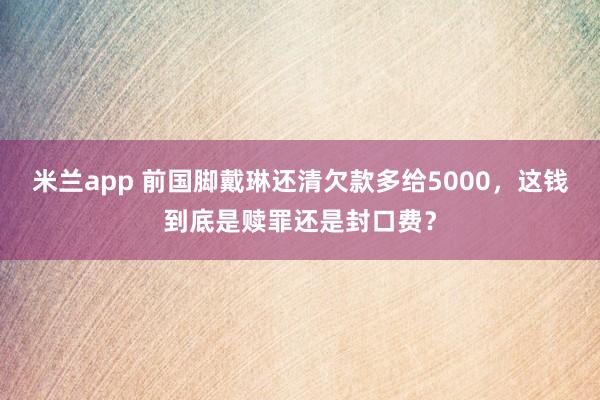 米兰app 前国脚戴琳还清欠款多给5000，这钱到底是赎罪还是封口费？