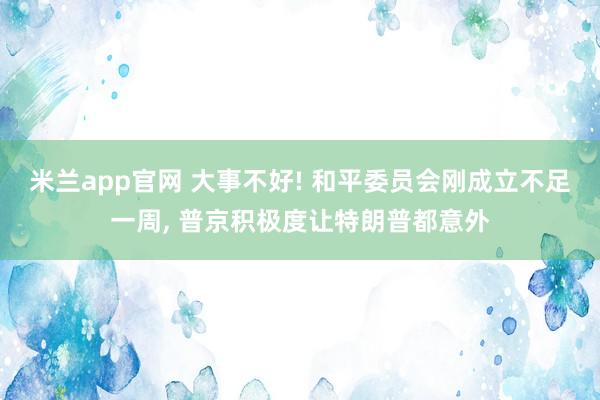 米兰app官网 大事不好! 和平委员会刚成立不足一周， 普京积极度让特朗普都意外