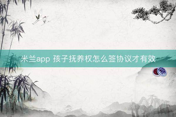米兰app 孩子抚养权怎么签协议才有效