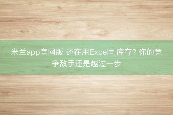 米兰app官网版 还在用Excel司库存? 你的竞争敌手还是越过一步